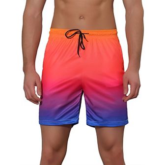 Men's Color Block Drawstring Beach Board Swim Surfing Shorts