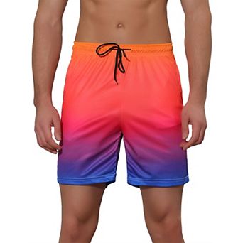 Men's Color Block Drawstring Beach Board Swim Surfing Shorts