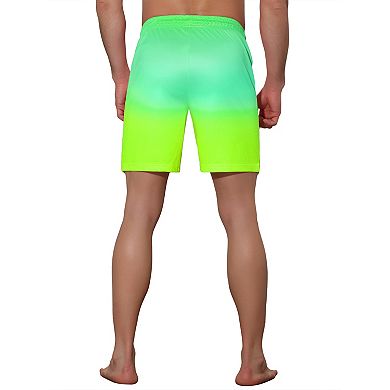 Men's Contrast Color Drawstring Waist Beach Swimwear Shorts