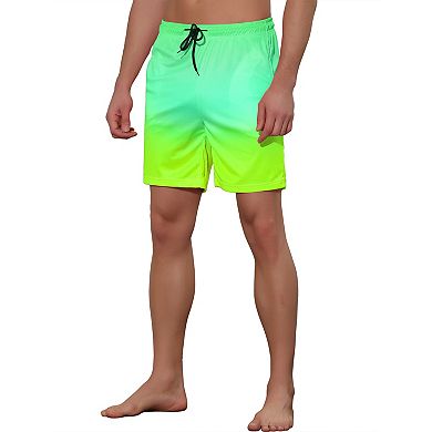 Men's Contrast Color Drawstring Waist Beach Swimwear Shorts
