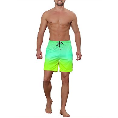 Men's Contrast Color Drawstring Waist Beach Swimwear Shorts
