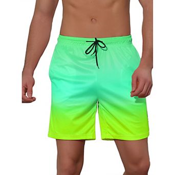 Men's Contrast Color Drawstring Waist Beach Swimwear Shorts