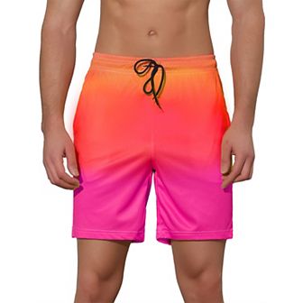 Men's Contrast Color Drawstring Waist Beach Swimwear Shorts