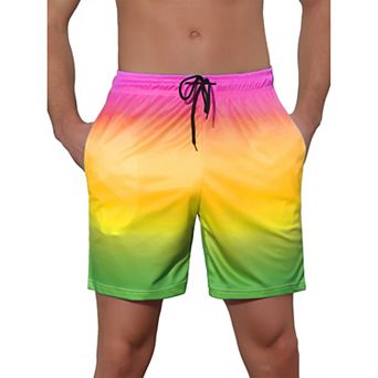 Men's Contrast Color Drawstring Waist Beach Swimwear Shorts