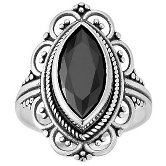 Sunkissed Sterling Sterling Silver Oxidized Marquise Cubic Zirconia Ring