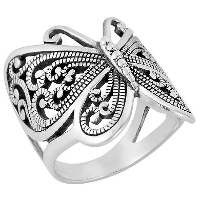 Sunkissed Sterling Sterling Silver Oxidized Butterfly Statement Ring