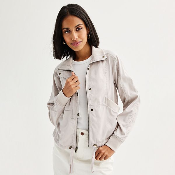 Style and Co Utility Jacket Womens size 3X Light beige Full