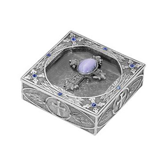 Symbols of Faith Oval Gemstone Cross and Leaf Rosary Box