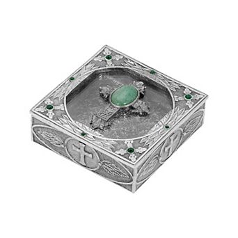 Symbols of Faith Oval Gemstone Cross and Leaf Rosary Box
