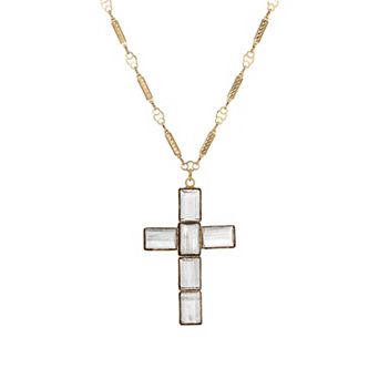 Symbols of Faith Crystal Cross Pendant Necklace
