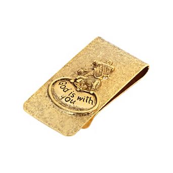 Symbols of Faith Gold Tone "God Is With You" Money Clip