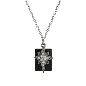 Symbols of Faith Onyx Star of Bethlehem Crystal Pendant Necklace