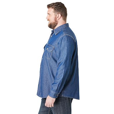 Boulder Creek By Kingsize Men's Big & Tall Long Sleeve Denim And Twill Shirt