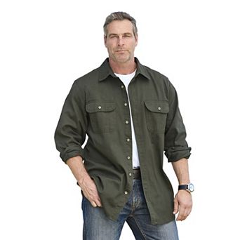 Boulder Creek By Kingsize Men's Big & Tall Long Sleeve Denim And Twill Shirt