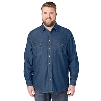 Boulder Creek By Kingsize Men's Big & Tall Long Sleeve Denim And Twill Shirt