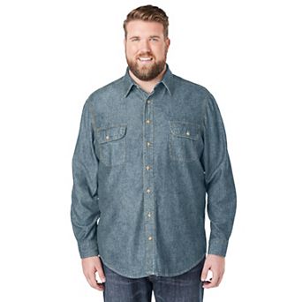 Boulder Creek By Kingsize Men's Big & Tall Long Sleeve Denim And Twill Shirt