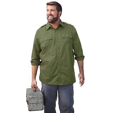 Boulder Creek By Kingsize Men's Big & Tall Long Sleeve Pilot Shirt