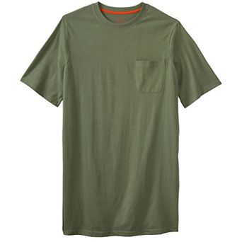 Boulder Creek By Kingsize Men's Big & Tall Heavyweight Longer-length Pocket Crewneck T-shirt