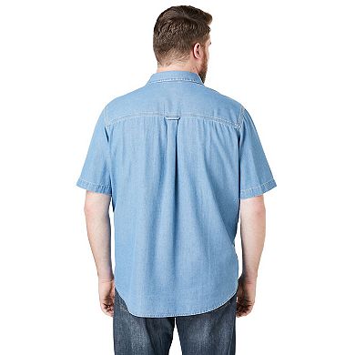 Boulder Creek By Kingsize Men's Big & Tall Short Sleeve Denim And Twill Shirt