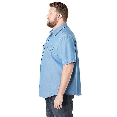 Boulder Creek By Kingsize Men's Big & Tall Short Sleeve Denim And Twill Shirt