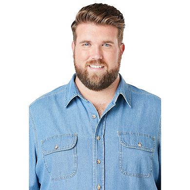 Boulder Creek By Kingsize Men's Big & Tall Short Sleeve Denim And Twill Shirt