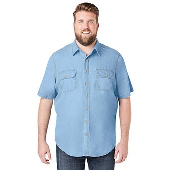 Boulder Creek By Kingsize Men's Big & Tall Short Sleeve Denim And Twill Shirt
