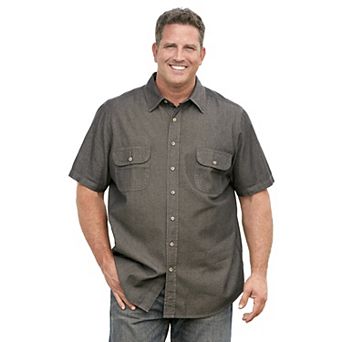 Boulder Creek By Kingsize Men's Big & Tall Short Sleeve Denim And Twill Shirt