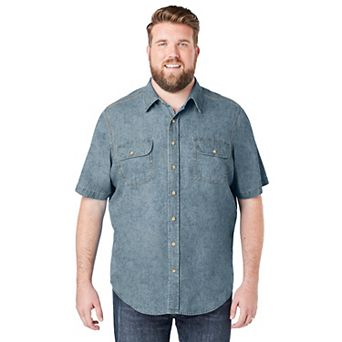 Boulder Creek By Kingsize Men's Big & Tall Short Sleeve Denim And Twill Shirt