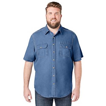 Boulder Creek By Kingsize Men's Big & Tall Short Sleeve Denim And Twill Shirt