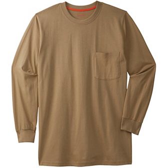 Boulder Creek by KingSize Men's Big & Tall Heavyweight Crewneck Long-Sleeve Pocket T-Shirt