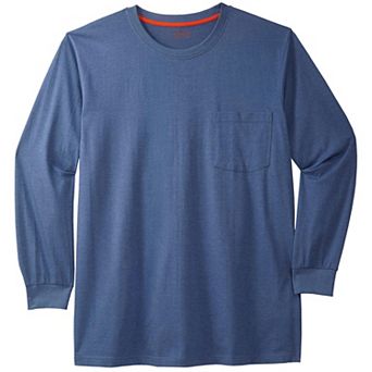 Boulder Creek By Kingsize Men's Big & Tall Heavyweight Crewneck Long-sleeve Pocket T-shirt