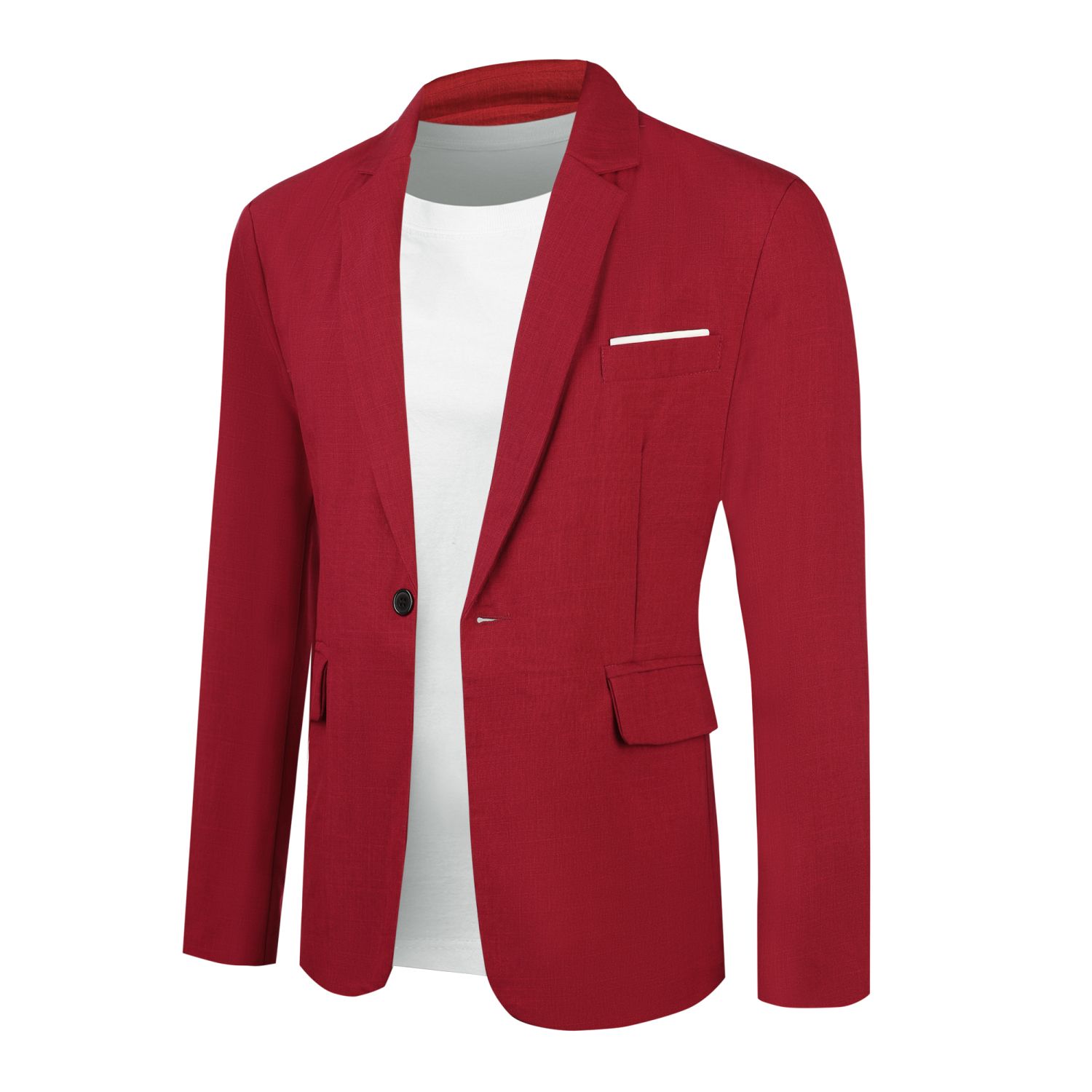 Men's Sports Coats & Blazer Linen Suit Jacket Casual Blazer For Men One Button, Navy Blue