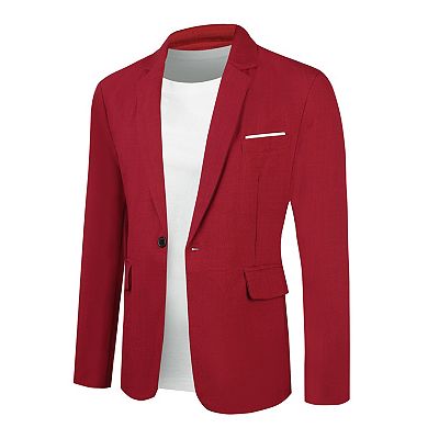 Casual Blazer For Men's Sport Coats One Button Business Suit Jacket