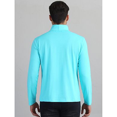 Turtleneck Top for Men's Slim Fit Long Sleeves Knitted Pullover T-Shirt
