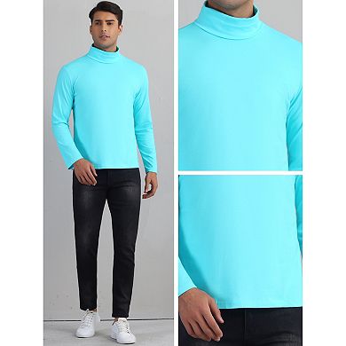 Turtleneck Top for Men's Slim Fit Long Sleeves Knitted Pullover T-Shirt
