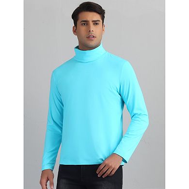 Turtleneck Top for Men's Slim Fit Long Sleeves Knitted Pullover T-Shirt