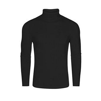 Turtleneck Top For Men's Slim Fit Long Sleeves Knitted Pullover T-shirt