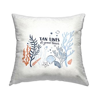 Stupell Home Decor Tan Lines Seashells Throw Pillow