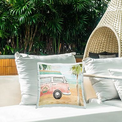 Stupell Home Decor Pink Van Tropical Throw Pillow