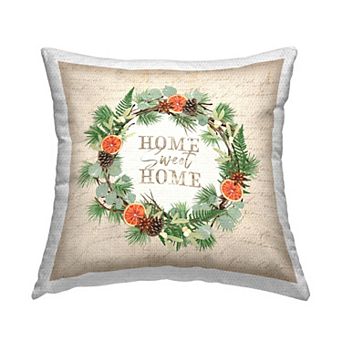 Stupell Home Decor Sweet Home Holiday Wreath Throw Pillow