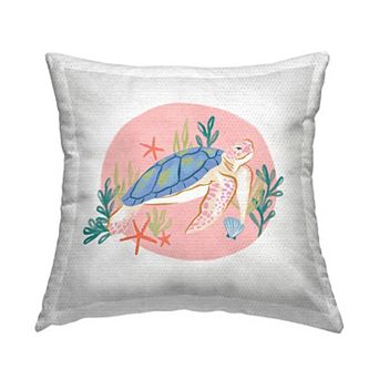 Stupell Home Decor Pink Swimming Sea Turtle Throw Pillow