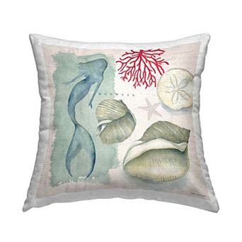 Stupell Home Decor Swimming Mermaid Beach Throw Pillow