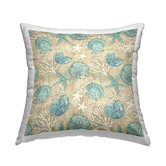 Stupell Home Decor Blue Seashells Throw Pillow