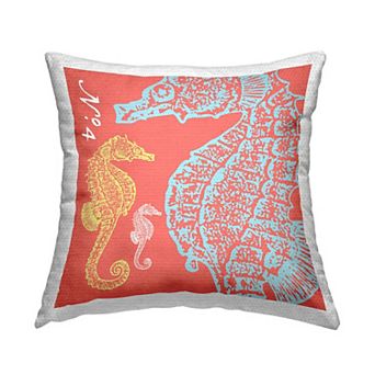 Stupell Home Decor Aquatic Seahorses Throw Pillow