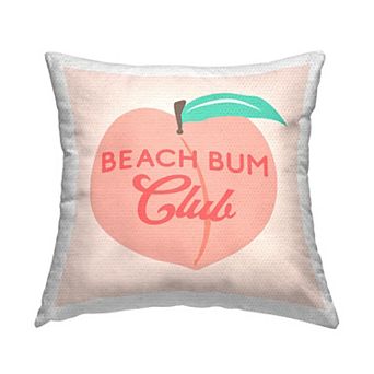 Stupell Home Decor Beach Bum Club Pastel Peach Indoor / Outdoor Throw Pillow