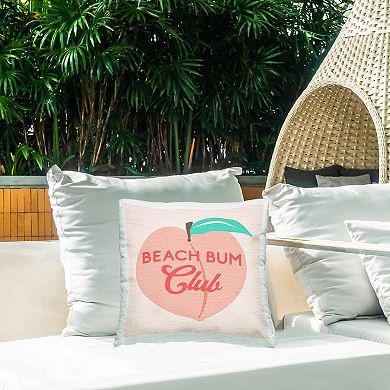 Stupell Home Decor Beach Bum Club Pastel Peach Indoor/Outdoor Throw Pillow