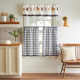 Martha Stewart 3 pc Chicken Valance & Window Tier Set