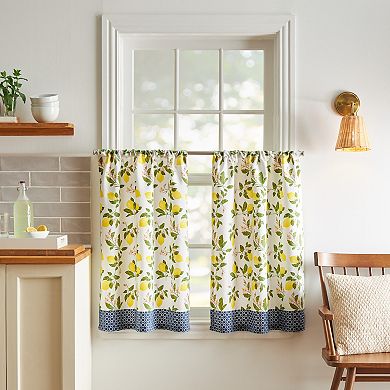 Martha Stewart 3-Piece Lemon Valance & Window Tier Set