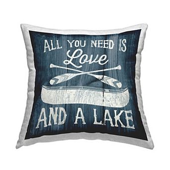 Stupell Home Decor Love and Lake Canoe Phrase Indoor / Outdoor Throw Pillow