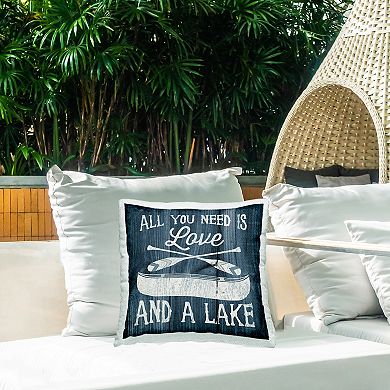 Stupell Home Decor Love and Lake Canoe Phrase Indoor/Outdoor Throw Pillow